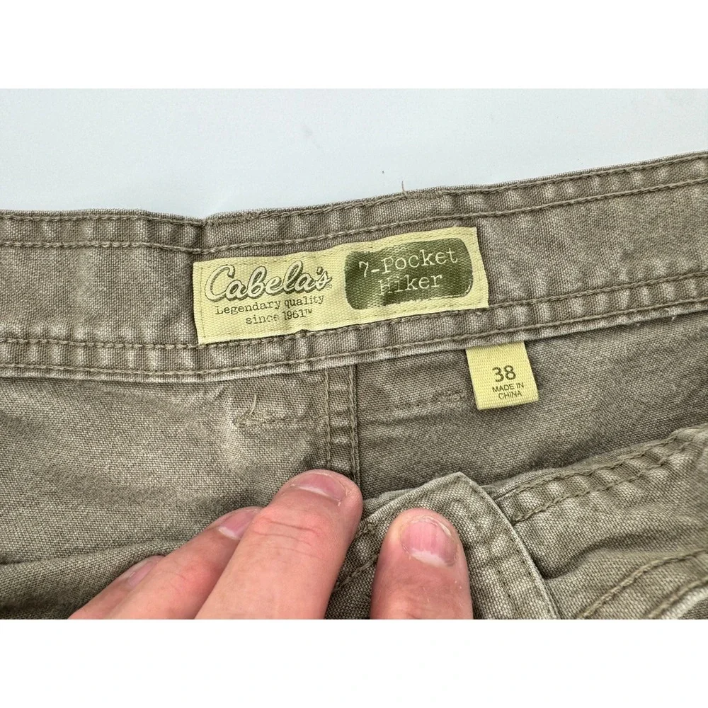Cabelas 7-Pocket‎ Hiker Cargo Shorts 38 Hiking Mens Khaki Brown Cotton Outdoor